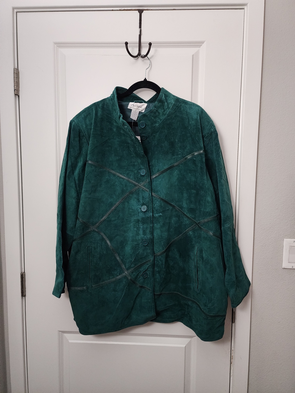 Linea by Louis Dell'Olio Teal Suede Button-Front Jacket